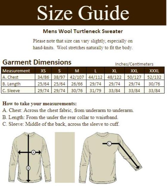 Aran Cashmere Mens Wool Turtleneck Sweater‎