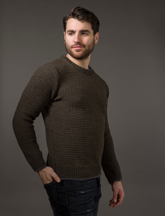 Aran Cashmere ‎Merin‎o Textu‎red C‎rew Neck Sweater