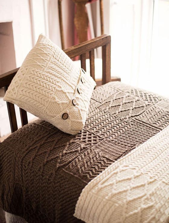 aran cashmere Merino Aran Patchwork Throw