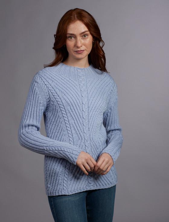 aran cashmere Merino Funnel Neck Ribbed Sweater‎