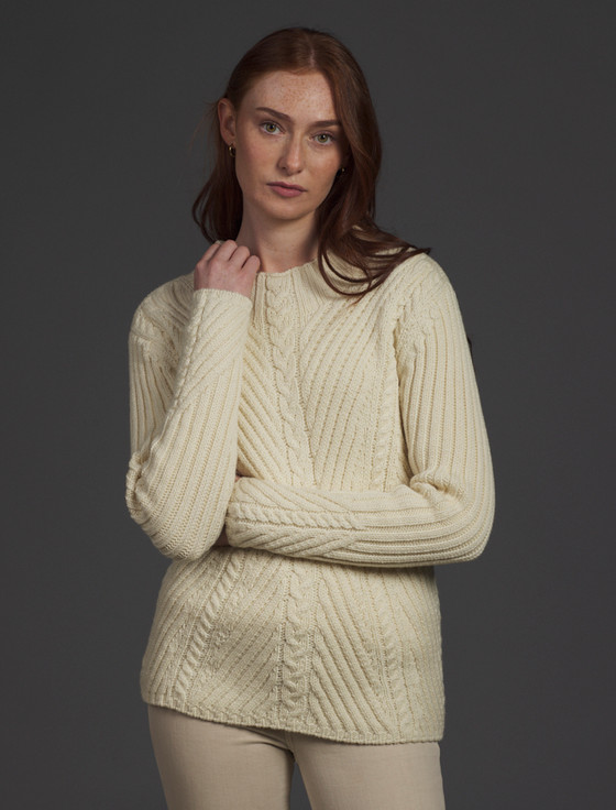 aran cashmere Merino Funnel Neck Ribbed Sweater