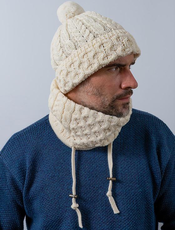 Aran Cashmere Merino Honeycomb And Cable Pom Hat