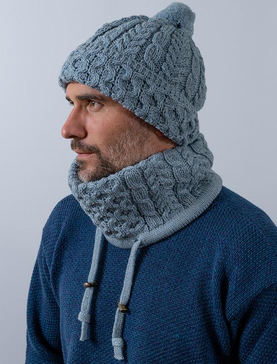 Aran Cashmere Merino Honeycomb And Cable Pom Hat