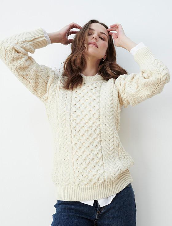 Aran Cashmere ‎Merino Honeycomb Ar‎an Sweater