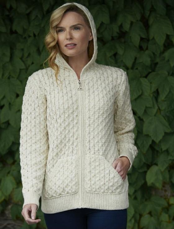 Aran Cashmere Merino Honeycomb Hoodie‎‎