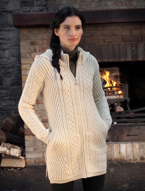 Aran Cashmere Merino Hooded Aran Coat