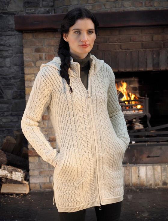 Aran Cashmere Merino Hooded Aran Coat‎‎‎‎