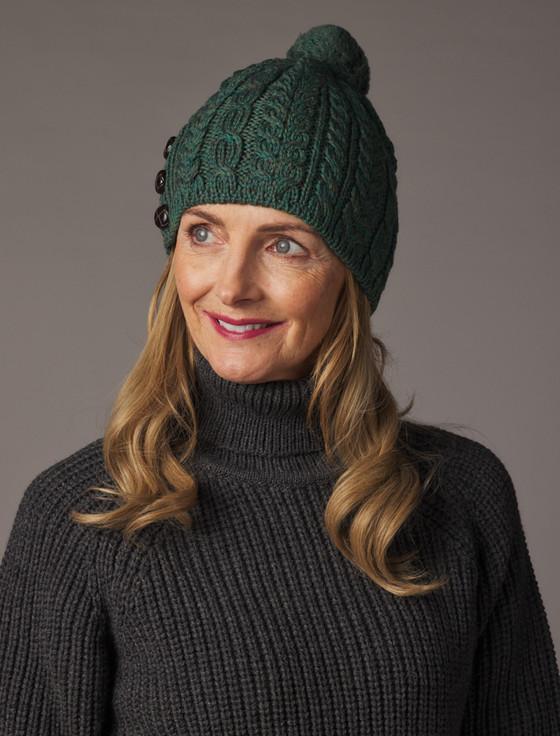 Aran Cashmere Merino Pom Pom Hat