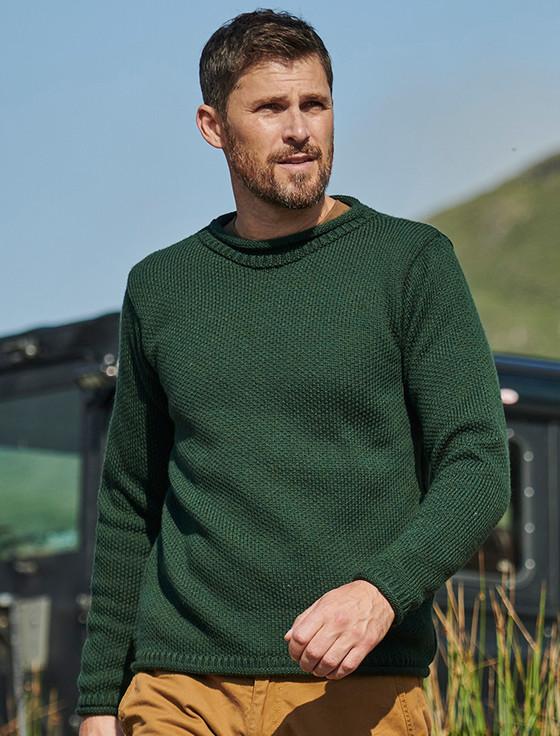 aran cashmere Merino Roll Neck Sweater