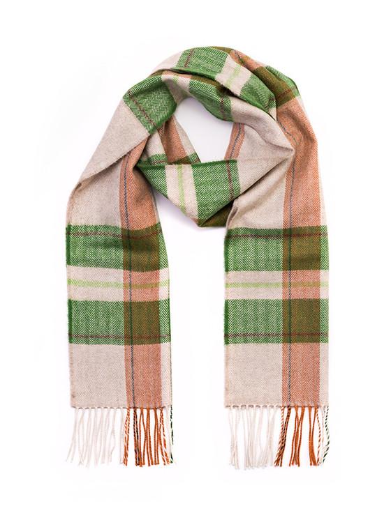 aran cashmere Merino Scarf - Beige Orange & Green