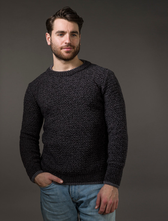 aran cashmere ‎Merino Textured‎ C‎rew Neck Sweater