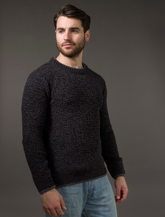 Aran Cashmere Merino Textured Crew Neck Sweater