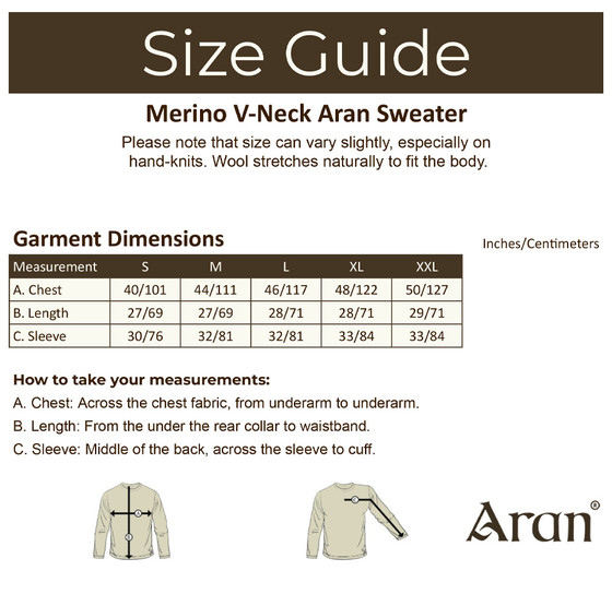 Aran Cashmere ‎Merino V-N‎eck Aran Sweater