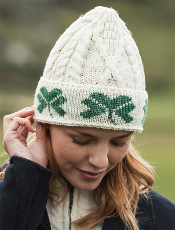 Aran Cashmere Merino Wool Shamrock Hat