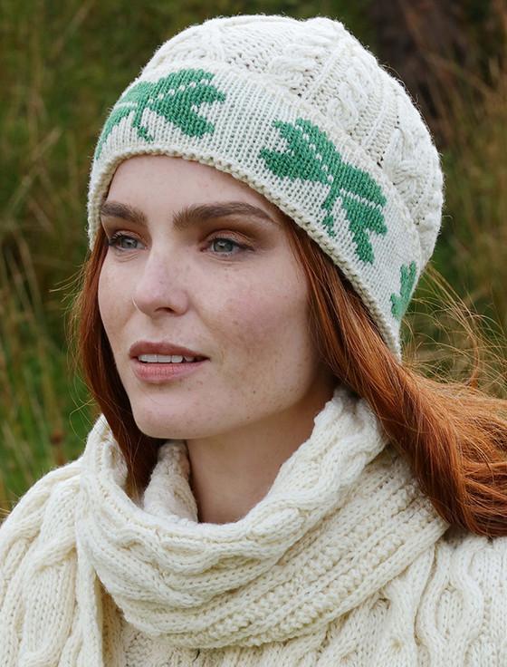 aran cashmere Merino Wool Shamrock Hat