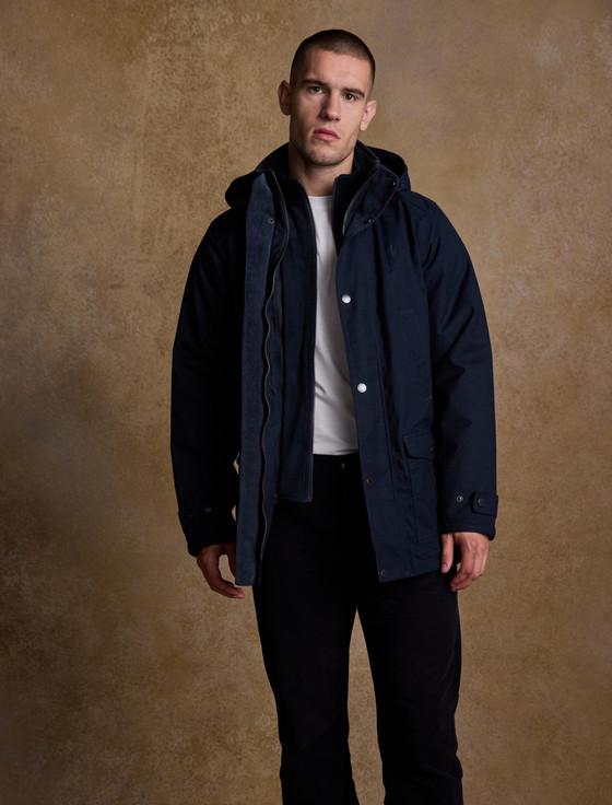 Aran Cashmere Michael Waterproof Jacket - Navy