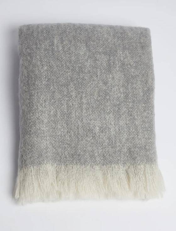 Aran Cashmere Mohair Throw - Grey