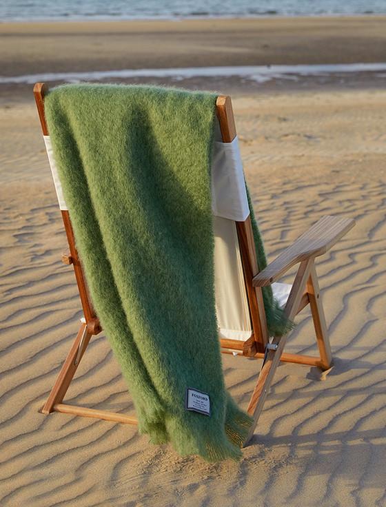 Aran Cashmere Mohair Throw - Moss Green