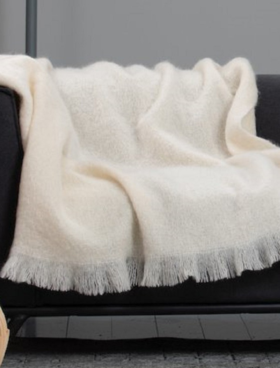 Aran Cashmere Mohair Throw - White