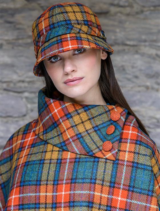 Aran Cashmere Mucros Tweed Poncho - Summer Plaid