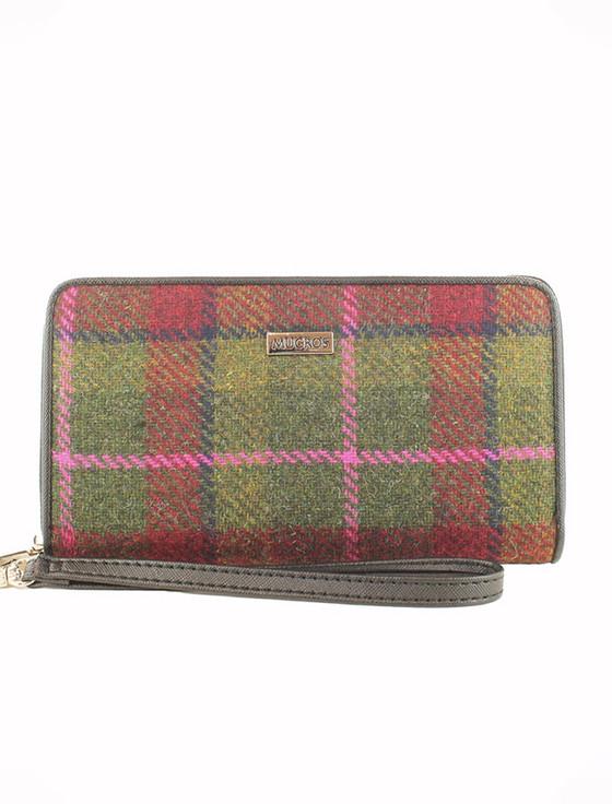 aran cashmere Mucros Tweed Purse - Green Red & Orange