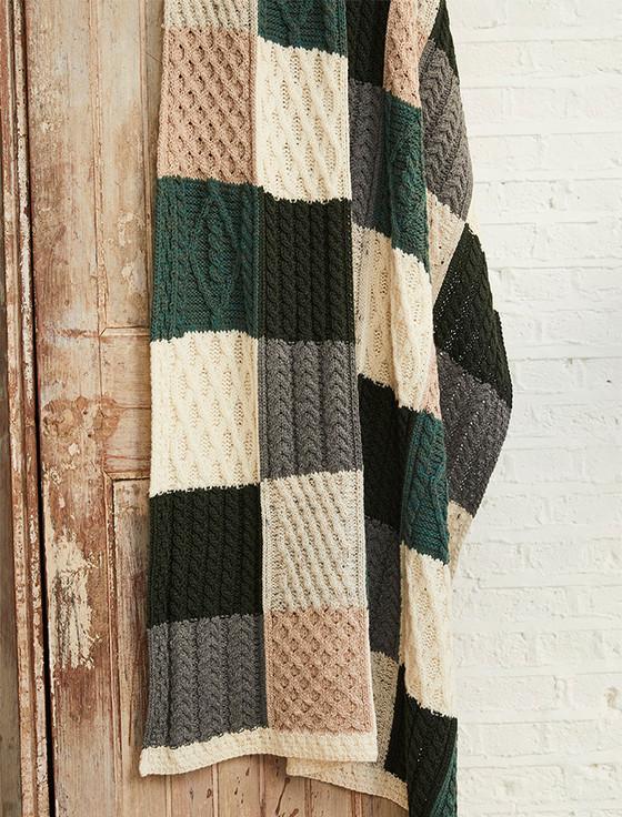 Aran Cashmere Multi-Tone Aran Patchwork Throw