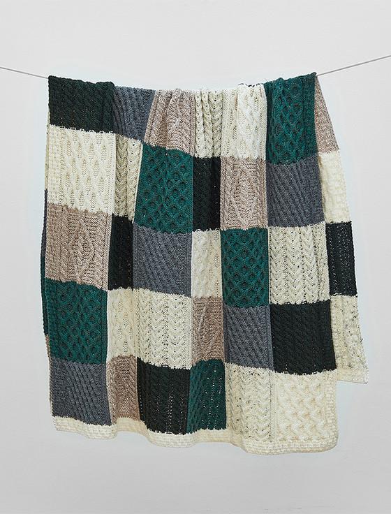 Aran Cashmere Multi-Tone Aran Patchwork Throw