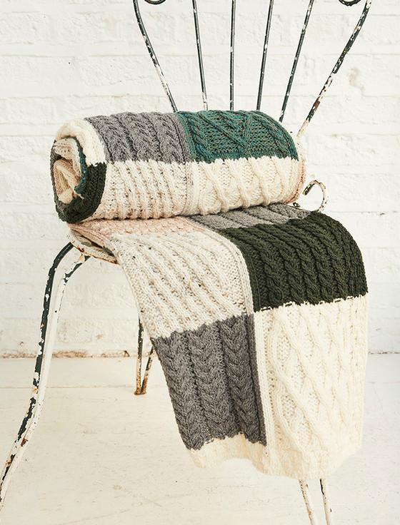 aran cashmere Multi-Tone Aran Patchwork Throw