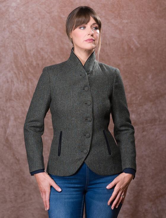 Aran Cashmere Nicole Tweed Blazer - Green Fields