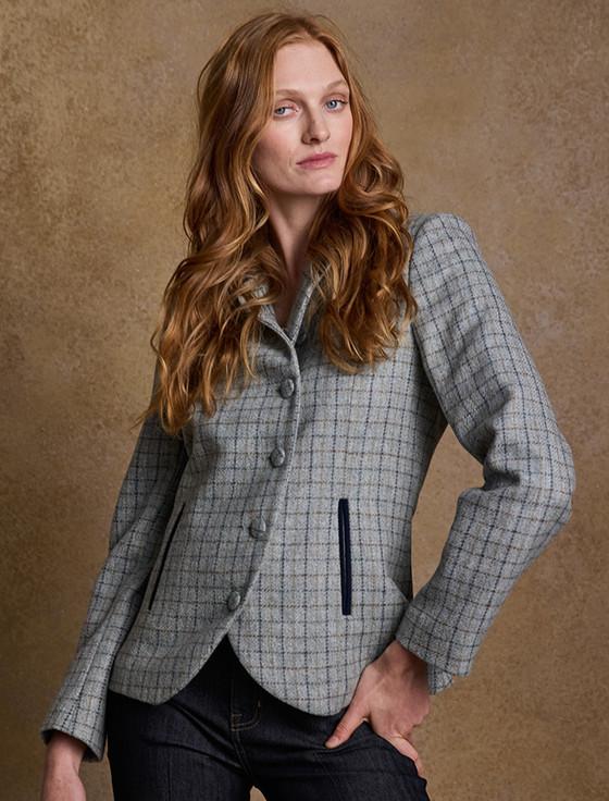 Aran Cashmere Nicole Tweed Blazer – Jade Check