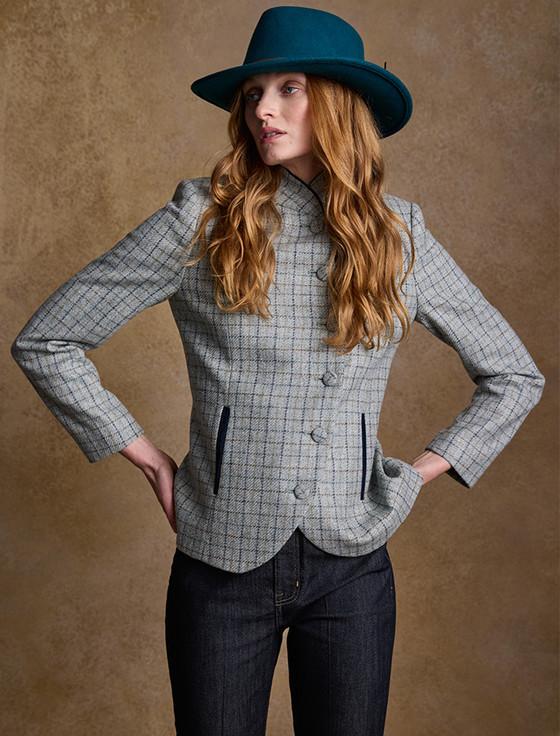 Aran Cashmere Nicole Tweed Blazer – Jade Check