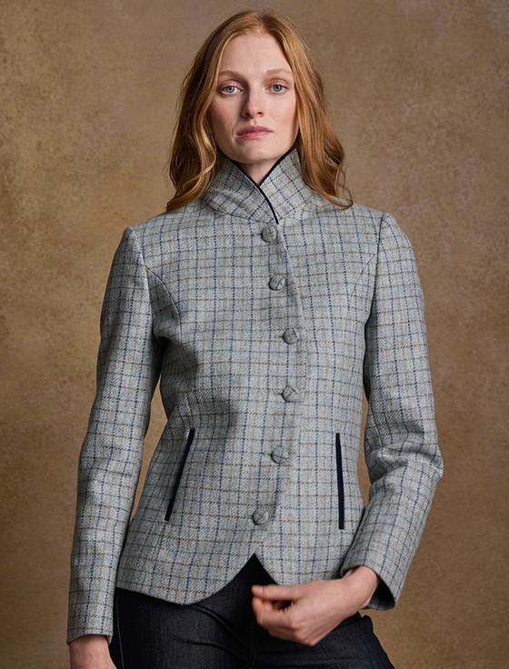 aran cashmere Nicole Tweed Blazer – Jade Check