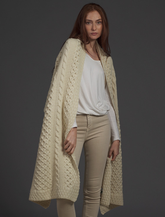 aran cashmere O'Connell Clan Aran Wrap