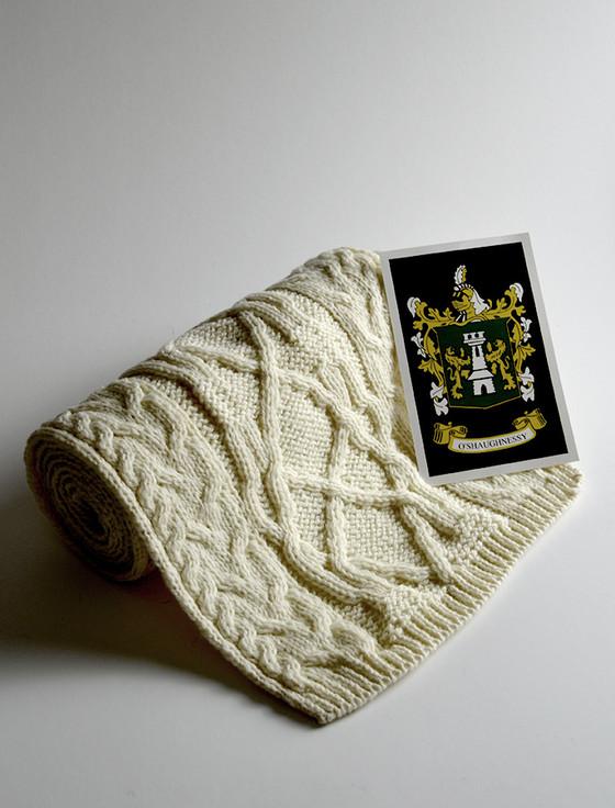 aran cashmere O'Shaughnessy Clan Scarf