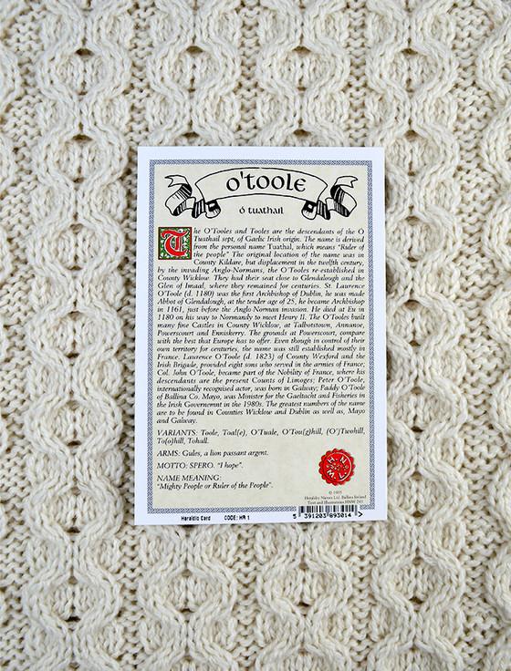 Aran Cashmere O'Toole Clan Scarf