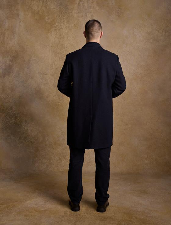 Aran Cashmere Owen Tweed 3/4 Coat - Deep Navy Melton