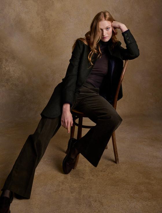 Aran Cashmere Pamela Tweed Coat - Primary Green