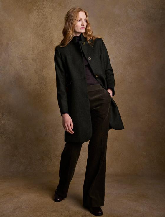 aran cashmere Pamela Tweed Coat - Primary Green