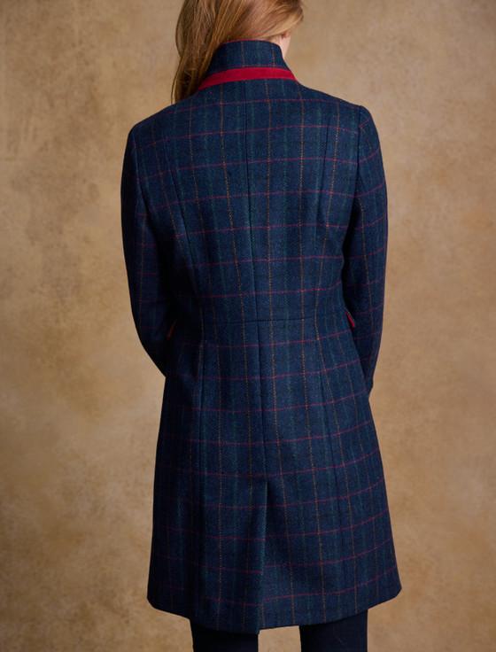 Aran Cashmere Pamela Tweed Coat - Primary Navy