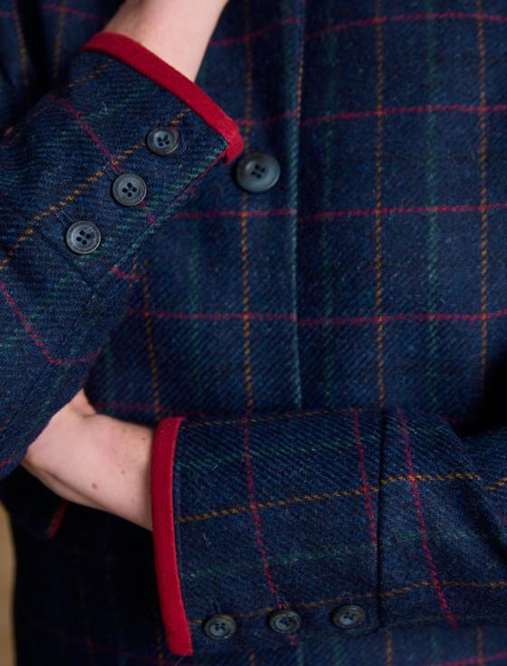 Aran Cashmere Pamela Tweed Coat - Primary Navy