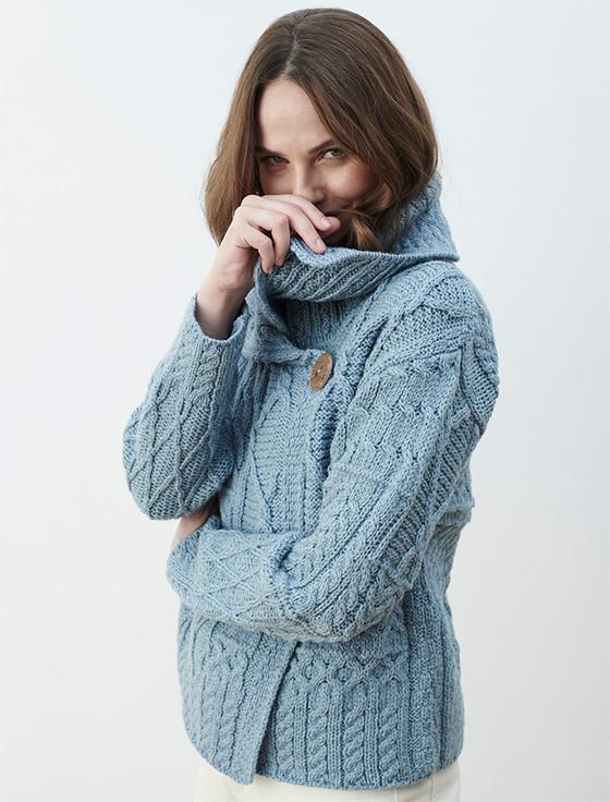 Aran Cashmere Patchwork Cardigan With Collar