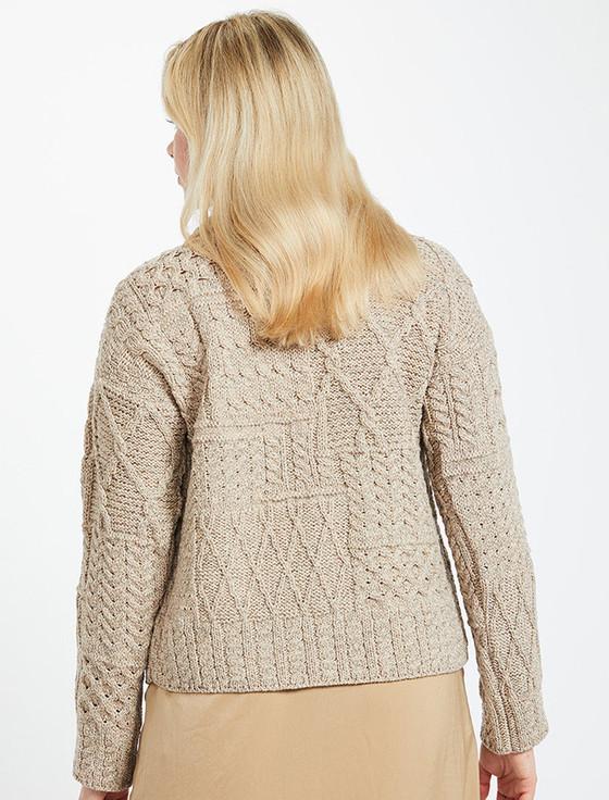 Aran Cashmere Patchwork Cardigan With Collar