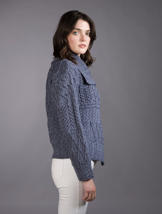 Aran Cashmere Patchwork Cardigan With Collar‎‎