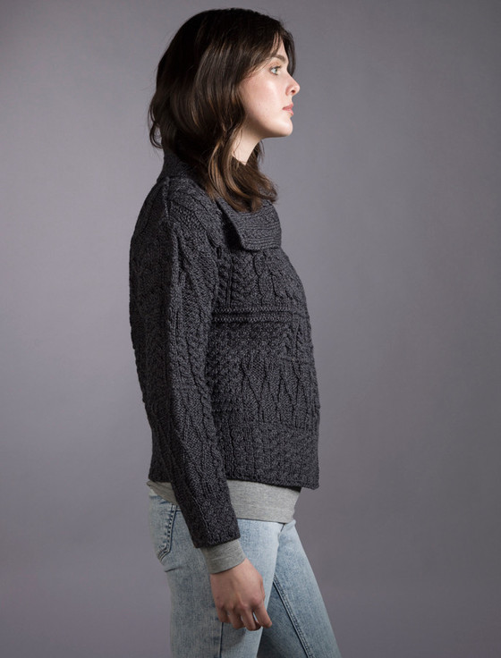 Aran Cashmere ‎Patchwork Cardigan With Collar