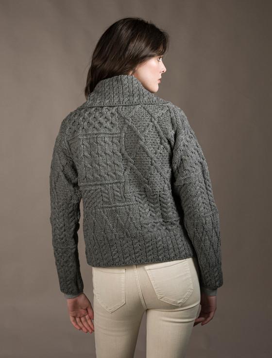 Aran Cashmere Patchwork Cardigan With Collar‎‎‎