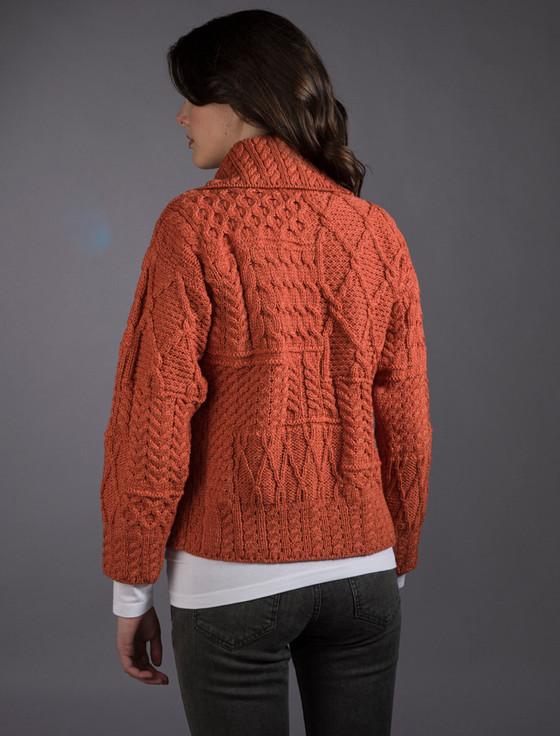 Aran Cashmere Patchwork Cardigan With Collar‎‎‎‎‎‎‎‎‎‎