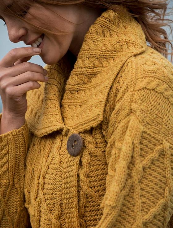 Aran Cashmere Patchwork Cardigan With Collar‎‎‎‎‎‎‎‎‎‎‎