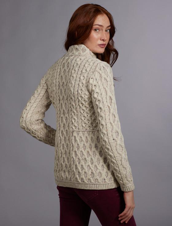 Aran Cashmere Plated Cardigan With Celtic Zip