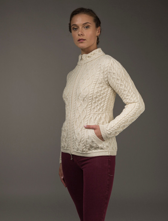 Aran Cashmere Plated Cardigan With Celtic Zip‎‎‎‎‎‎