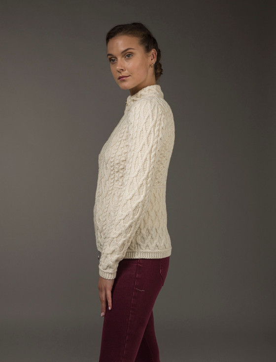 Aran Cashmere Plated Cardigan With Celtic Zip‎‎‎‎‎‎